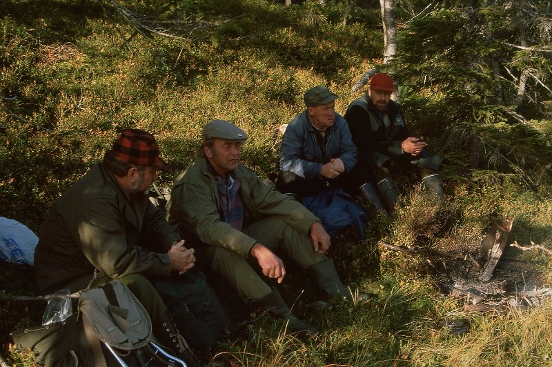 220_32.jpg - Kåre, Gunnar, Arvid og Trygve legger strategi for neste drev